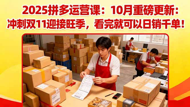 2025拼多多运营课：10月重磅更新：冲刺双11迎接旺季，看完就可以日销千单-快名资源网
