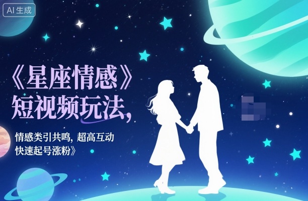星座情感短视频玩法，情感类引共鸣，超高互动，快速起号涨粉-快名资源网