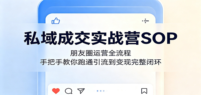 私域成交实战营SOP：朋友圈运营全流程，手把手教你跑通引流到变现完整闭环-快名资源网