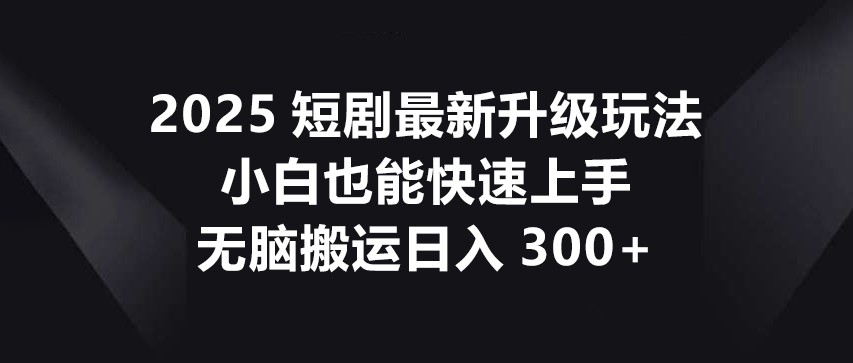 2025短剧最新升级玩法，小白也能快速上手，无脑搬运日入300+-青虫资源网