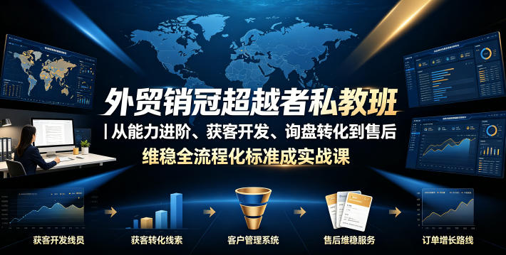 外贸销冠超越者私教班｜从能力进阶、获客开发、询盘转化到售后维稳全流程标准化成交实战课-青虫资源网