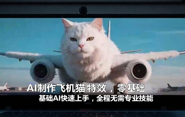 AI制作飞机猫特效，零基础AI快速上手，全程无需专业技能-快名资源网