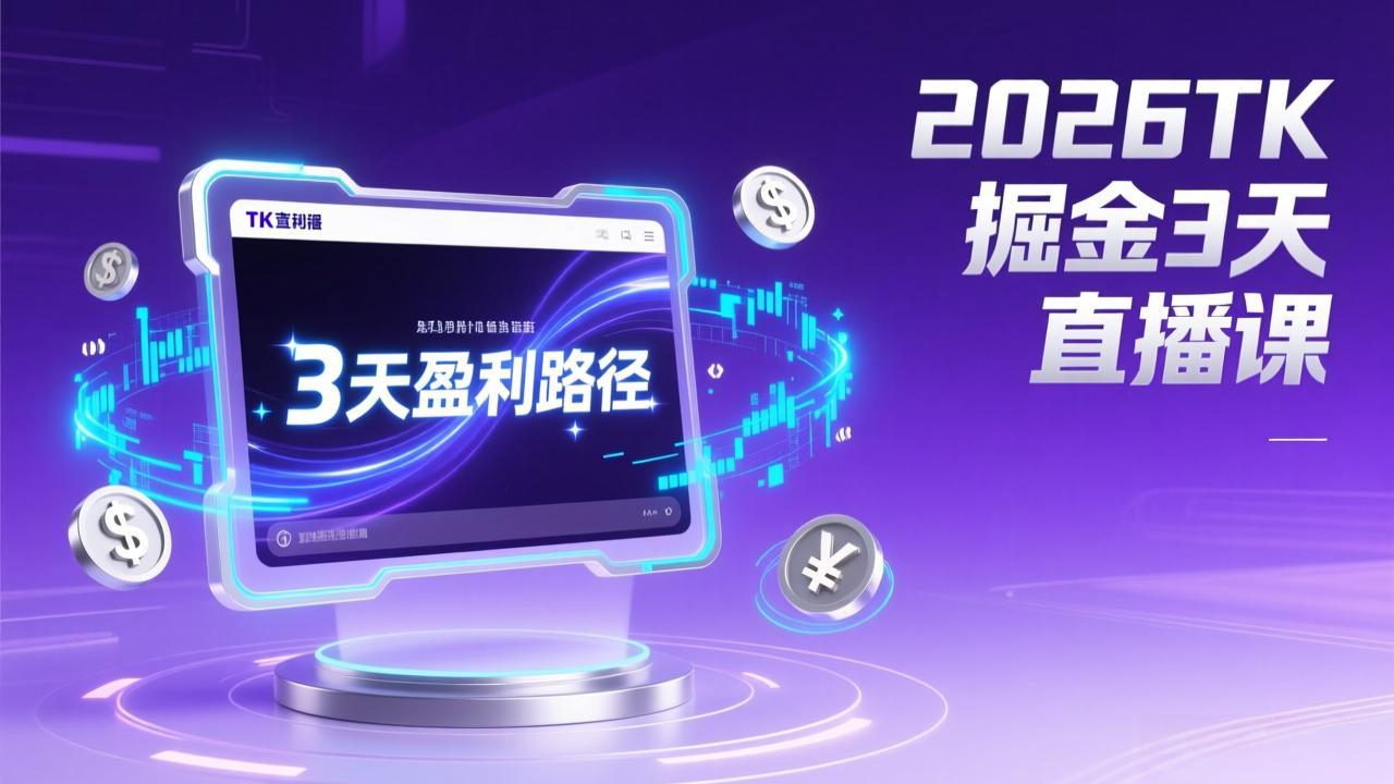 2026TK掘金直播课，起号涨粉+直播带货+商单变现+3天打通盈利路径，月入过万美金-快名资源网