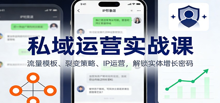 私域运营实战课：流量模板、裂变策略、 IP运营，解锁实体增长密码-快名资源网