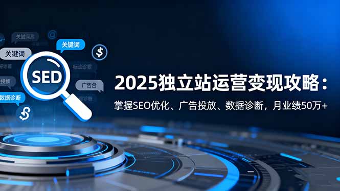 2025独立站运营变现攻略：掌握SEO优化、广告投放、数据诊断，月业绩50万+-快名资源网