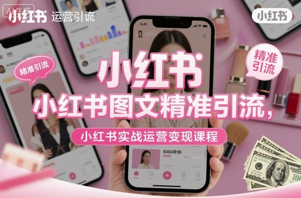 小红书图文精准引流，小红书实战运营变现课程-快名资源网