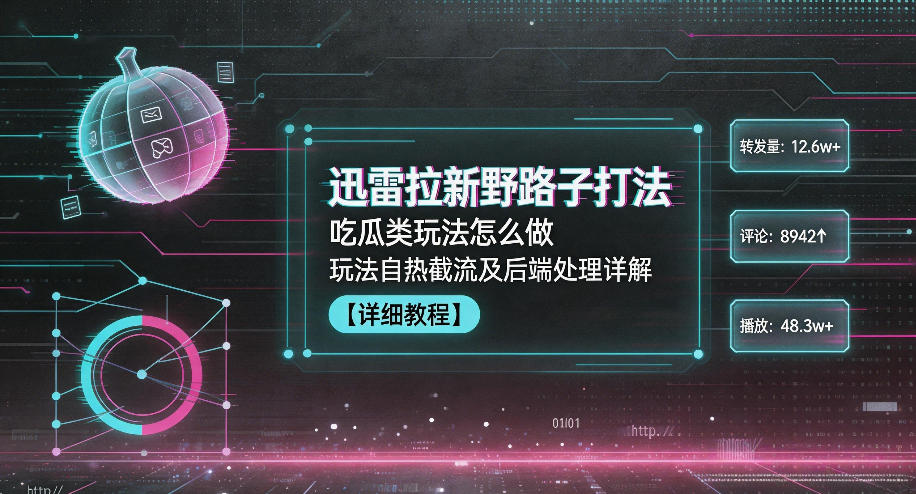 迅雷拉新野路子打法，吃瓜类玩法怎么做，玩法自热截流及后端处理详解-快名资源网