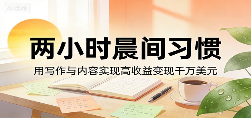 付费文章：两小时晨间习惯，用写作与内容实现高收益变现千万美元-快名资源网