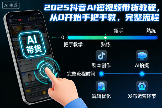 2025抖音AI短视频带货教程，从0开始手把手教，完整流程-快名资源网