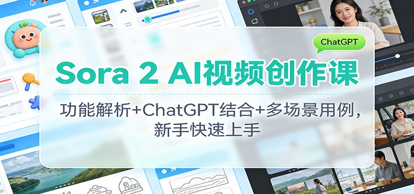 Sora 2 AI视频创作课：功能解析+ChatGPT结合+多场景用例，新手快速上手-快名资源网
