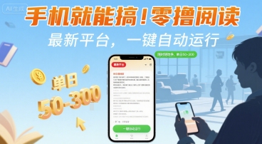 手机就能搞！零撸阅读挂G，最新平台，一键自动运行，随时随地挣，单日50-3张+【揭秘】-快名资源网