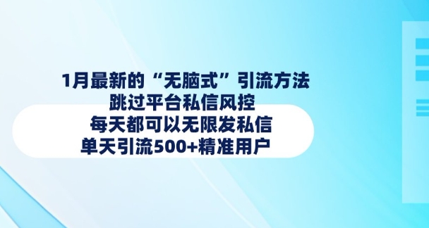 1月最新的无脑式引流方法，跳过平台私信风控，每天都可以无限发私信，单天引流500+精准用户-快名资源网