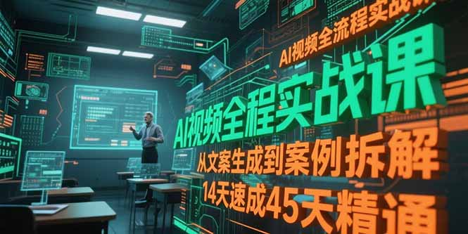 AI视频全流程实战课，从文案生成到案例拆解，14天速成45天精通-快名资源网