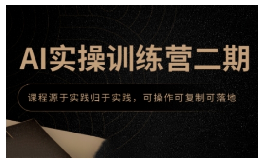 AI实操训练营二期，课程源于实践归于实践，可操作可复制可落地-快名资源网