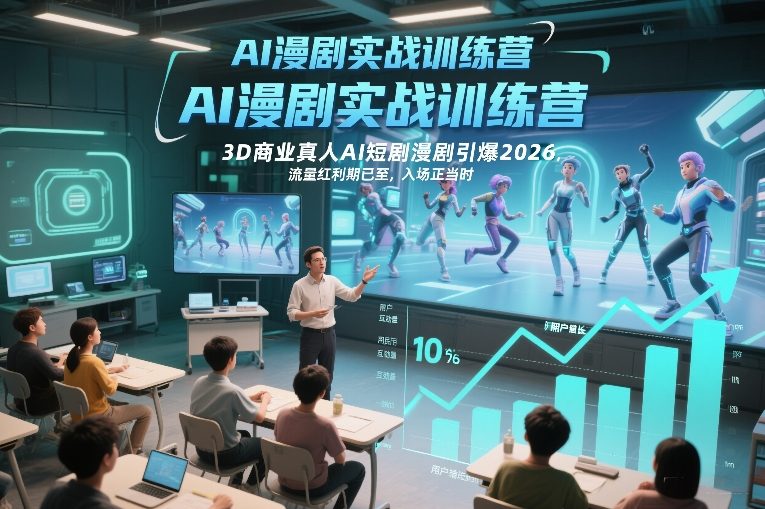 AI漫剧实战训练营，3D商业真人AI短剧漫剧引爆2026，流量红利期已至，入场正当时-快名资源网