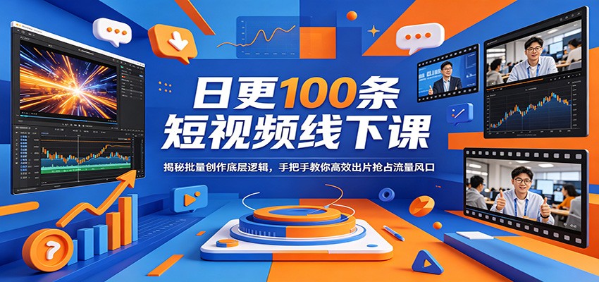 日更100条短视频线下课：揭秘批量创作底层逻辑，手把手教你高效出片抢占流量风口-快名资源网