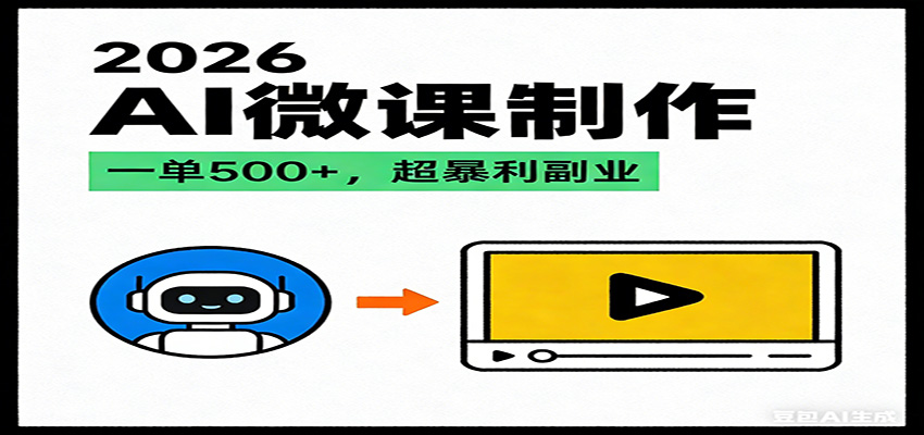2026AI 风口最稳副业：微课代写制作，一单 500+，人人可做的蓝海项目-快名资源网