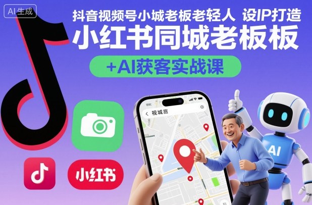 抖音视频号小红书同城老板轻人设IP打造+AI获客实战课，人设打造-算法拆解-拍摄剪辑-内容运营-AI创作-快名资源网