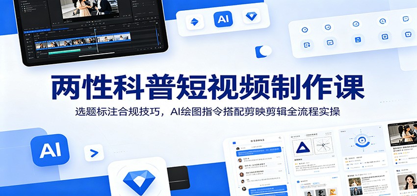 两性科普短视频制作课：选题标注合规技巧，AI绘图指令搭配剪映剪辑全流程实操-青虫资源网