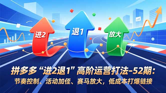 拼多多“进2退1”高阶运营打法-52期：节奏控制、活动加权、赛马放大，低成本打爆链接-快名资源网