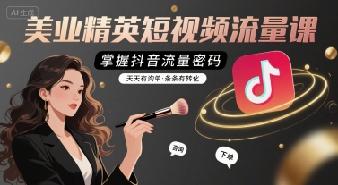 美业精英短视频流量课，掌握抖音流量密码，天天有询单，条条有转化-快名资源网