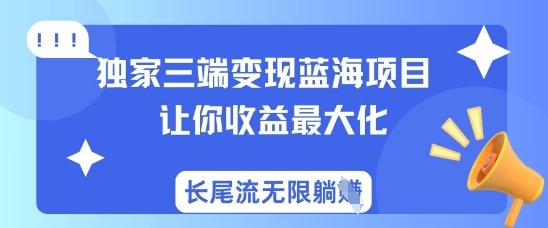 独家三端变现蓝海项目，让你收益最大化，长尾流无限躺挣-快名资源网