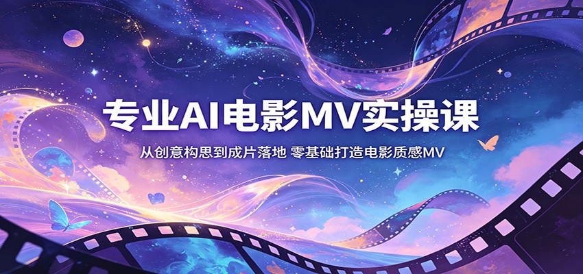 专业AI电影MV实操课：从创意构思到成片落地，零基础打造电影质感MV-快名资源网