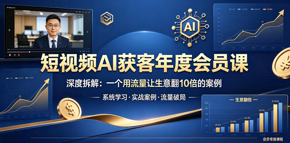 短视频AI获客年度会员课，深度拆解，一个用流量让生意翻10倍的案例-快名资源网