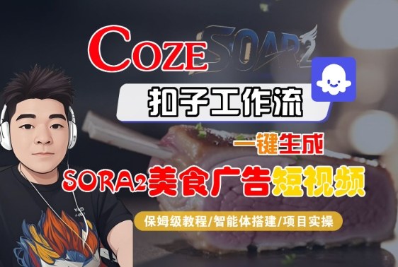 Coze扣子智能体工作流一键生成“SORA2美食广告“短视频，全流程保姆级教学-快名资源网