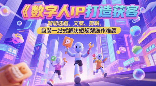 数字人IP打造获客变现实操课，智能选题、文案、剪辑、包装一站式解决短视频创作难题-青虫资源网