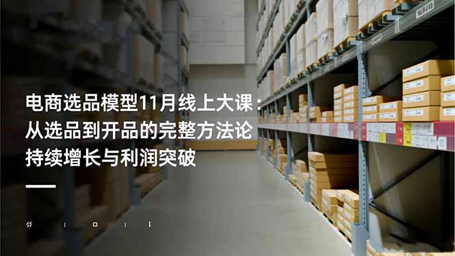 电商选品模型11月线上大课：从选品到开品的完整方法论 持续增长与利润突破-快名资源网