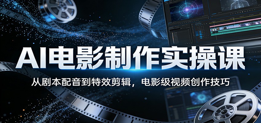 AI电影制作实操课：从剧本配音到特效剪辑，电影级视频创作技巧-快名资源网