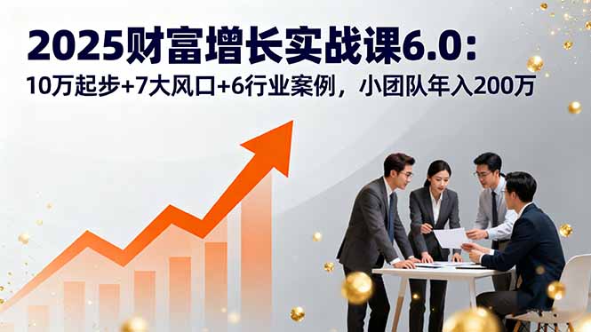 2025财富增长实战课6.0：10万起步+7大风口+6行业案例，小团队年入200万-快名资源网