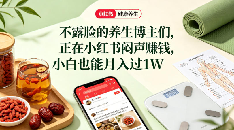 小红书健康养生科普图文赛道，不露脸的养生博主们，正在小红书闷声賺钱，小白也能月入过1W-快名资源网