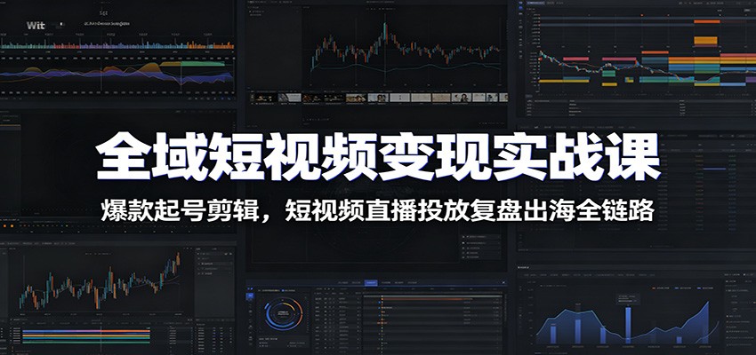 全域短视频变现实战课：爆款起号剪辑，短视频直播投放复盘出海全链路-快名资源网