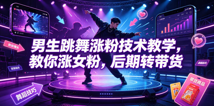 男生跳舞涨粉技术教学，教你涨女粉，后期转带货-青虫资源网