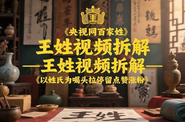 央视网百家姓–王姓视频拆解，以姓氏为噱头拉停留点赞涨粉-快名资源网