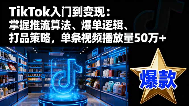 TikTok入门到变现：掌握推流算法、爆单逻辑、打品策略，单条视频播放量50w-快名资源网
