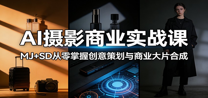 AI摄影商业实战课：MJ+SD从零掌握创意策划与商业大片合成-快名资源网