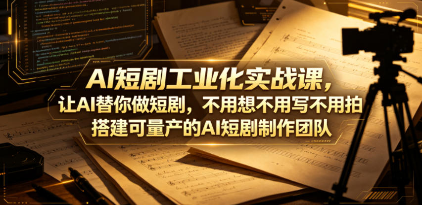 AI短剧工业化实战课，让AI替你做短剧，不用想不用写不用拍，搭建可量产的AI短剧制作团队-快名资源网