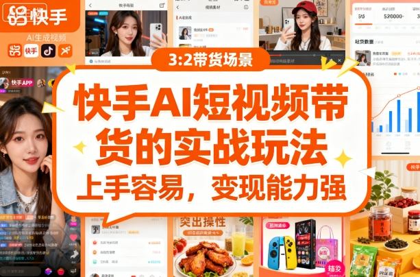 快手ai短视频带货的实战玩法，上手容易，变现能力强-青虫资源网