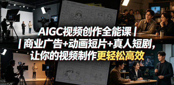 AIGC视频创作全能课｜商业广告+动画短片+真人短剧，让你的视频制作更轻松高效-快名资源网
