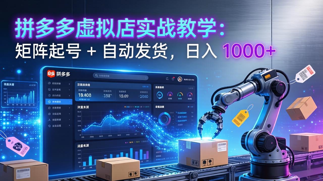 拼多多虚拟店实战教学：矩阵起号 + 自动发货，日入 1000+-快名资源网