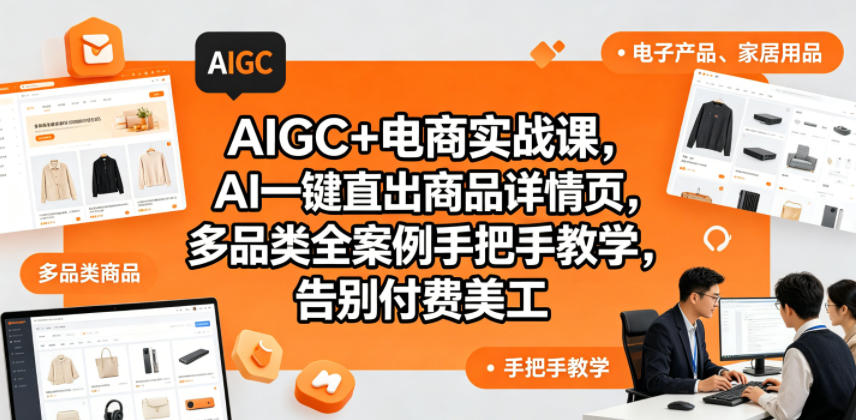 AIGC+电商实战课，AI一键直出商品详情页，多品类全案例手把手教学，告别付费美工(更新)-青虫资源网