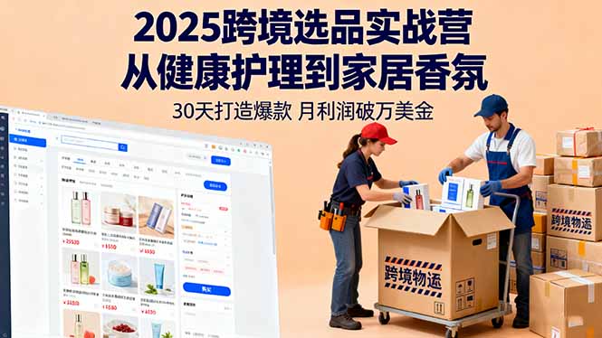 2025跨境选品实战营：从健康护理到家居香氛，30天打造爆款,月利润破万美金-快名资源网