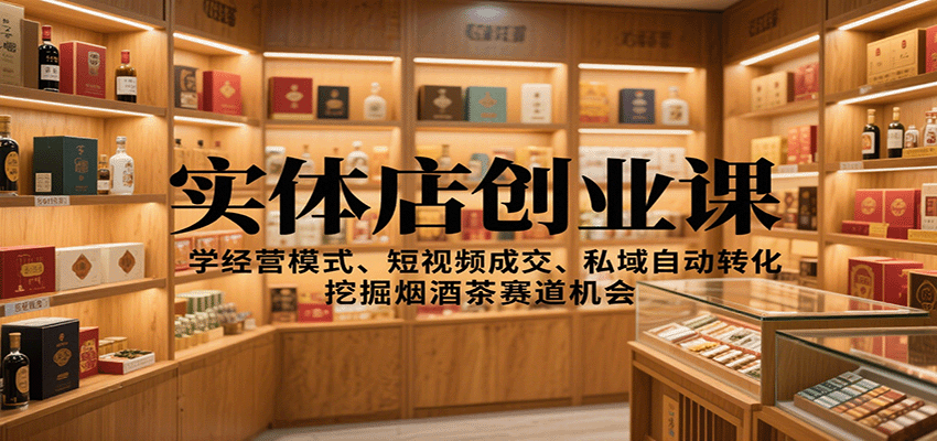实体店创业课：学经营模式、短视频成交、私域自动转化，挖掘烟酒茶赛道机会-快名资源网