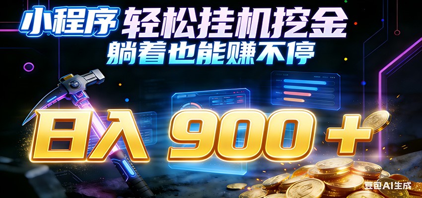小程序挂机挖金，自动赚金币换现金，多号并行日入900+，轻松搞副业-快名资源网