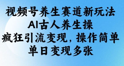 视频号养生赛道新玩法，AI古人养生操，疯狂引流变现，操作简单，单日变现多张-快名资源网