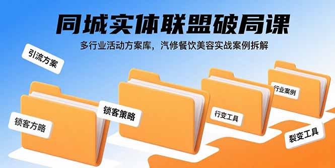 同城实体联盟破局课，多行业活动方案库，汽修餐饮美容实战案例拆解-快名资源网