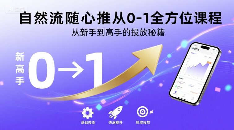 自然流随心推从0-1全方位课程，从新手到高手的投放秘籍-快名资源网